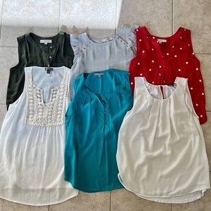 6 Sleeveless Blouses - Size XS -LOFT, Stitch Fix